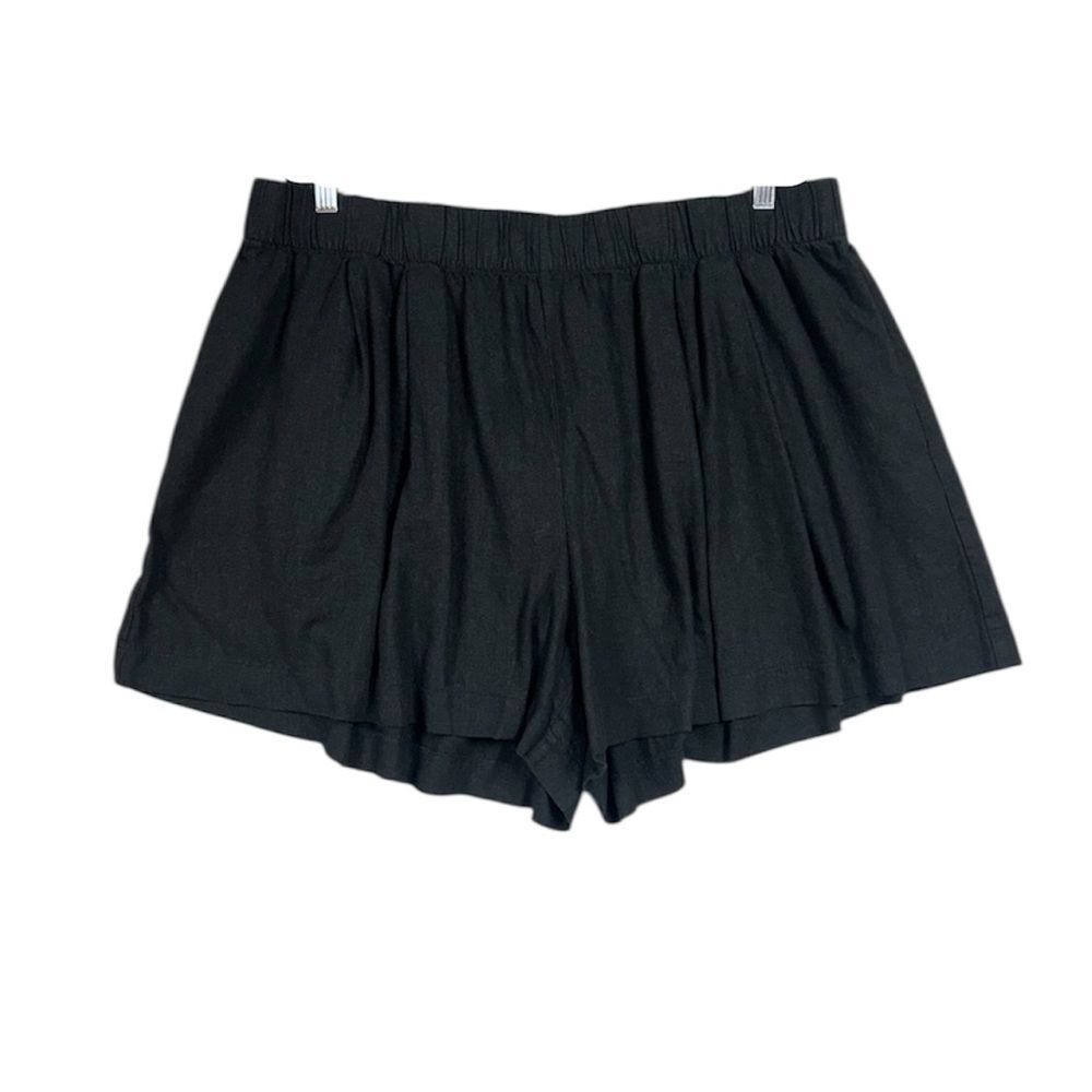 Scoop Linen Blend Lounge Pull On Shorts Sz XXL Black
